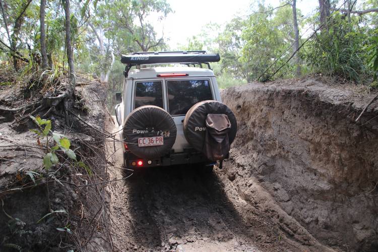 Driving out of a creek on the OTT